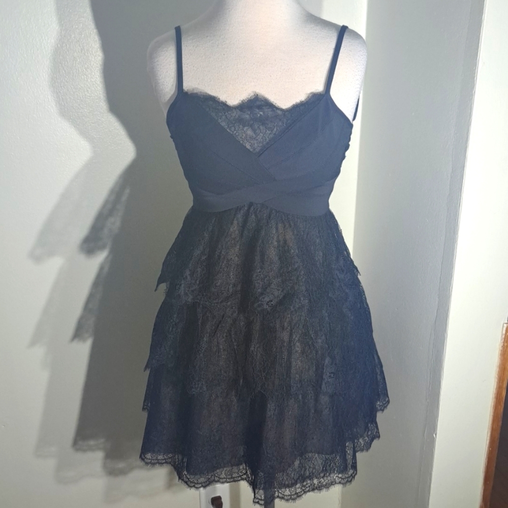 NWT BCBGMAXAZRIA JOSANNA LACE PONTE BODICE DRESS SZ S